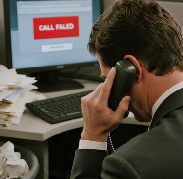 , on the phone, staring at a red ‘CALL FAILED