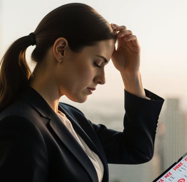 sharply dressed female marketing manager standing in a modern glass-walled office