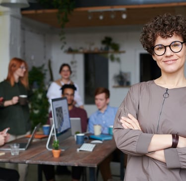 uccessful business meeting showing teamwork and growth