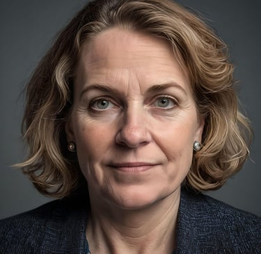 a woman with blonde hair and a blue sweater