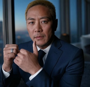 a man in a suit and tie is posing for a picture