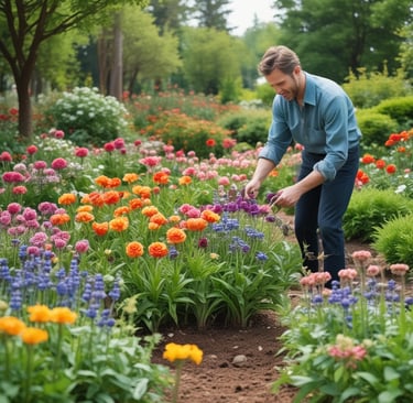 male gardener taking care of hybrid flower genetics