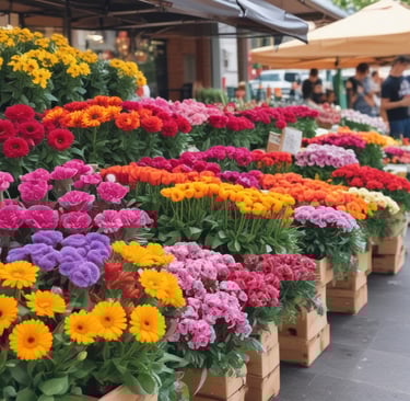 colorful bouquets selling at the farmers' market