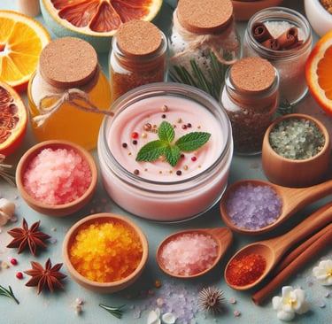 a variety of different homemade body scrubs