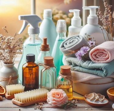 a variety of different types of homemade cleaning products