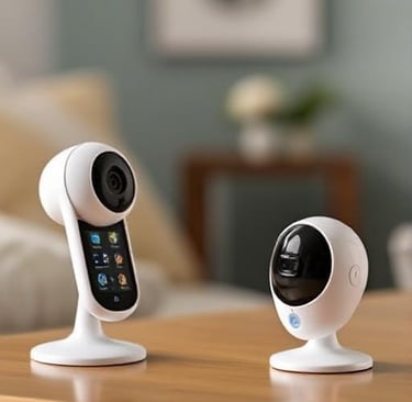 a camera and a baby monitor on a table