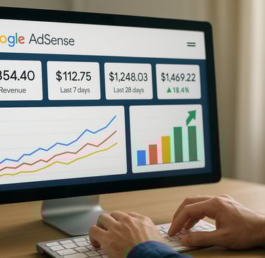 Dashboard-Google-AdSense-gráficos-pessoa-trabalhando