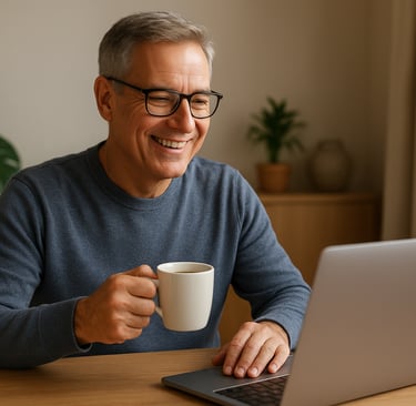 Pessoa-madura-(50+)-sorrindo-em-frente-ao-computador