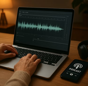 Pessoa-trabalhando-com-laptop-mostrando-interface-edição-áudio