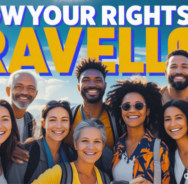 a group of people standing in front of a mountain