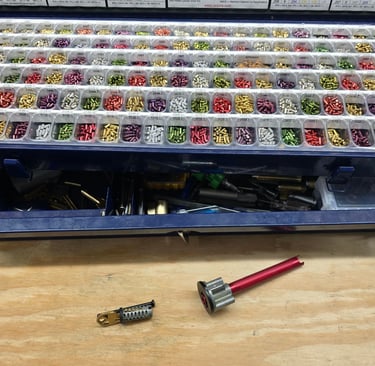 Toolbox of locksmith pins representing trusted Jack’s Locksmith local rekey services of Asheville, NC