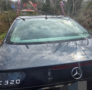 Back of black Mercedes-Benz E320 after ignition repair service in Black Mountain, NC