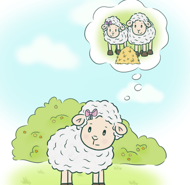 Cute sheep illustration showing parents and child
