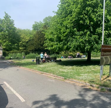 College students visiting the River Wey in May 2026