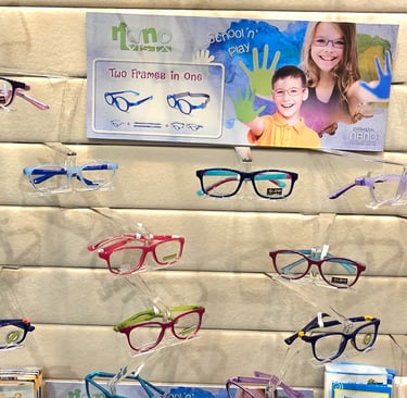 optometrist office in bowmanville with kids eyeglasses, children's eyewear, 