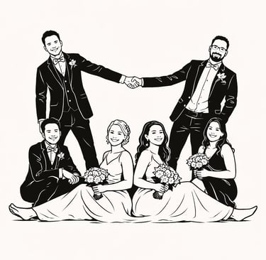 Illustration de pose amusante pour animation photo mariage