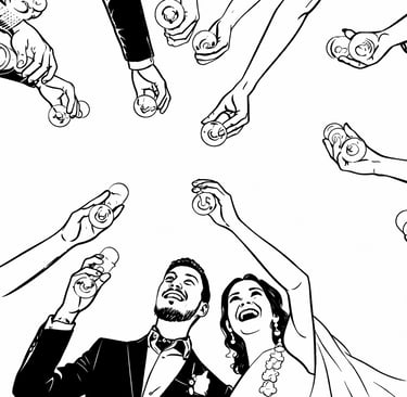 Illustration de pose amusante pour animation photo mariage