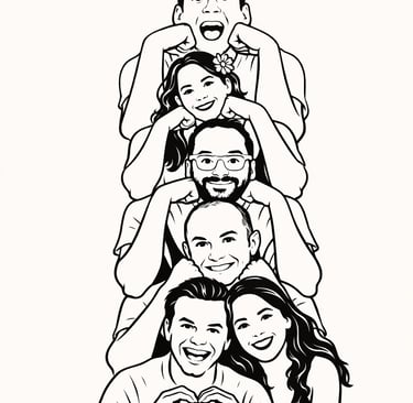 Illustration de pose amusante pour animation photo mariage