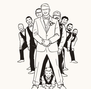 Illustration de pose amusante pour animation photo mariage
