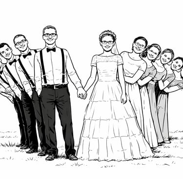 Illustration de pose amusante pour animation photo mariage