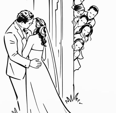 Illustration de pose amusante pour animation photo mariage