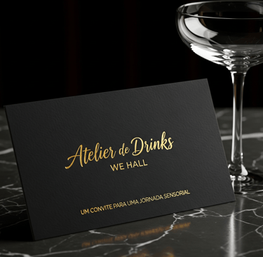 Convite ateliê drinks curso coquetelaria we hall beauty em bauru