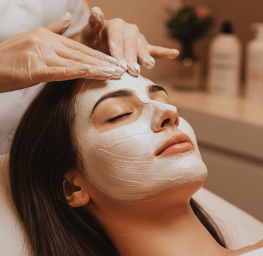 Mulher recebendo limpeza de pele profunda e relaxante em salão de beleza em Bauru.