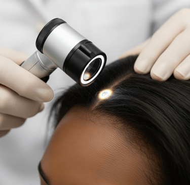 Análise capilar com dermatoscópio no We Hall Beauty em Bauru