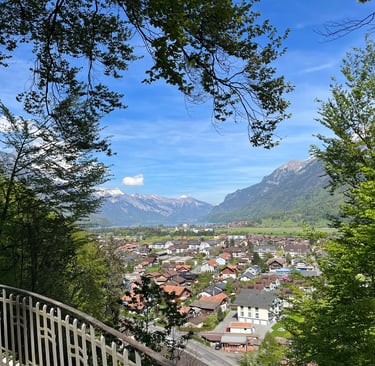 The view of Interlaken and Lake Brienz from the Kleiner Rugen Ringweg