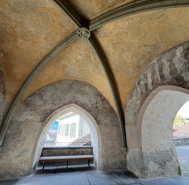 Under the entrance arch of Thun Switzerland's City Church