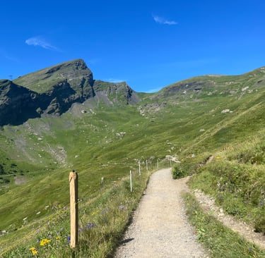 Lauberhorn above the Panorama Trail between Männlichen and Kleine Scheidegg