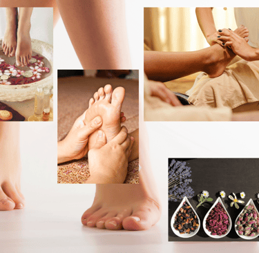 Plongez vos pieds dans un bain végétal aux senteurs apaisantes avant de savourer une réflexologie