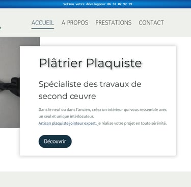 page d'accueil site plaquiste