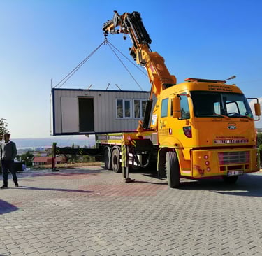 a craned truck with a crane on it
