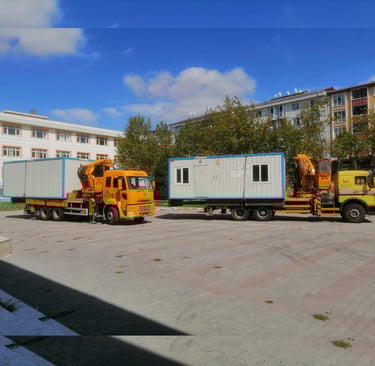 a truck with a trailer and a trailer
