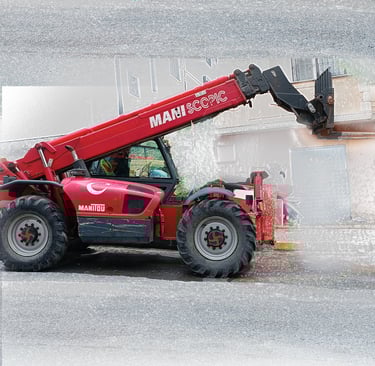 a red crane with a crane on it