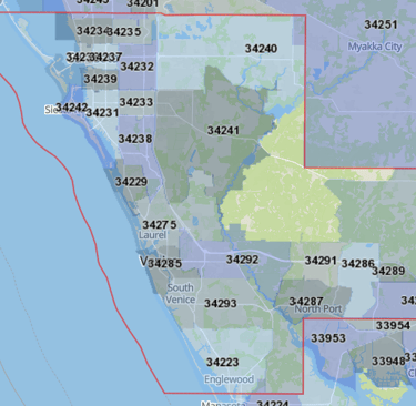 Sarasota county area code map