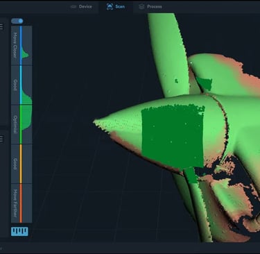 3d scanning a propeller with NIR mode for a quick fast scan