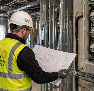 Commercial electrical installation work in a business premises