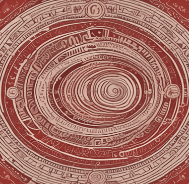 a red and white circular object with a circular design
