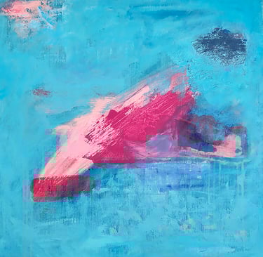 Cerulean blue and magenta painting Emerging out of the blue