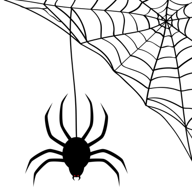digital image of transparent spider hanging from web