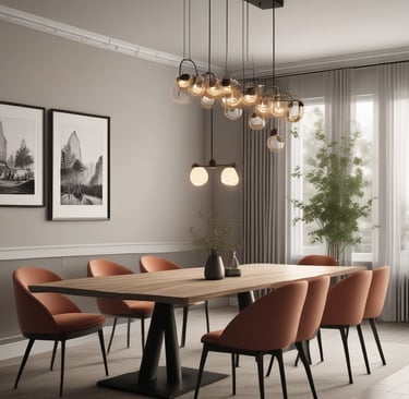 Lámpara colgante en un comedor moderno