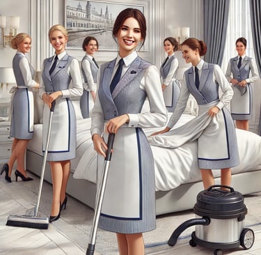 femme de ménage uniforme dans un chambre 