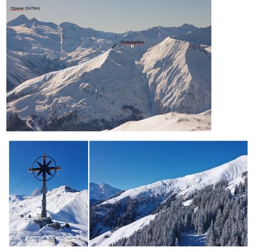 Panorama Tuxertal, Grübelspitze Gipfel, Abfahrt