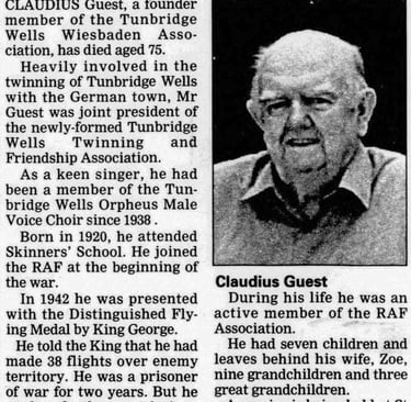 Claudius Frederick Guest, 1920-1995, Tunbridge Wells TN2 3SG