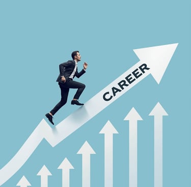 Man climbing career arrow at Naukri Bazar Consultancy.