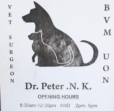 Business card vet dr. peter from aak at diani beach kenya