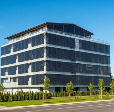 Sistema fotovoltaico (BIPV) integrato nella facciata di un edificio