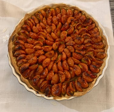 Tarte aux tomates cerises à la façon d'une tarte aux mirabelles chez Marmite et Papillote